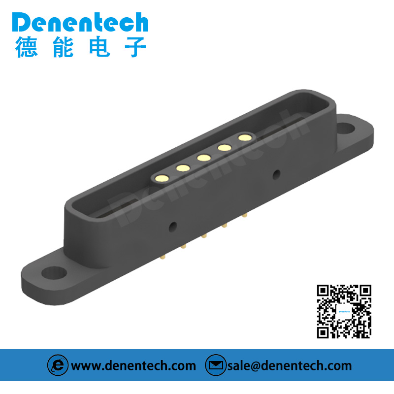 Denentech工厂畅销矩形磁吸pogopin5P镀金180度母座弹簧触点超小智能充电磁吸公母座